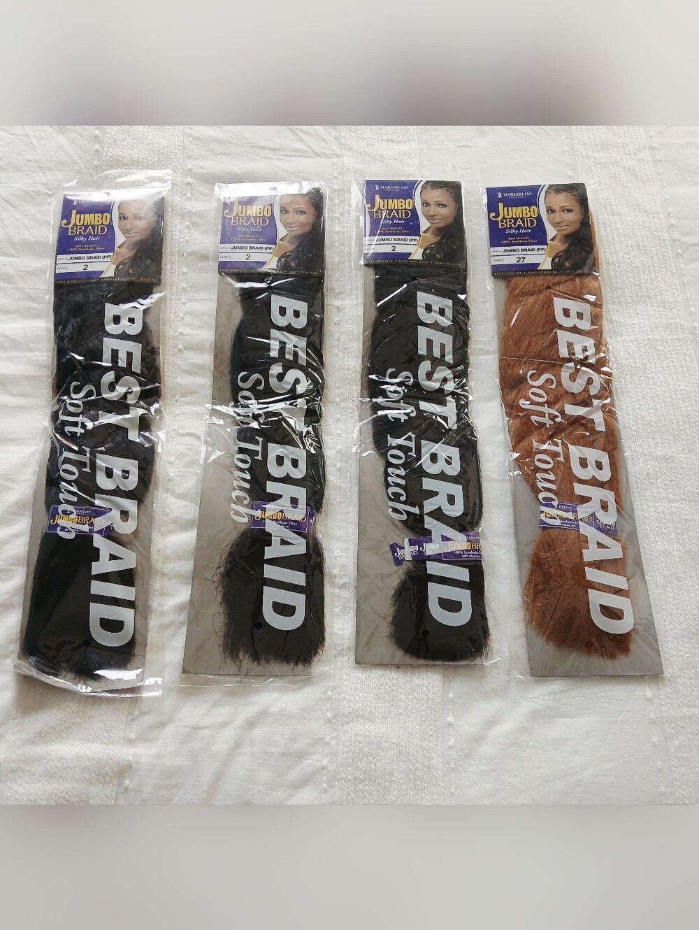 NWT Best Braid Jumbo Braid, Lot of 4 Packs of Braiding Hair, Black & Copper